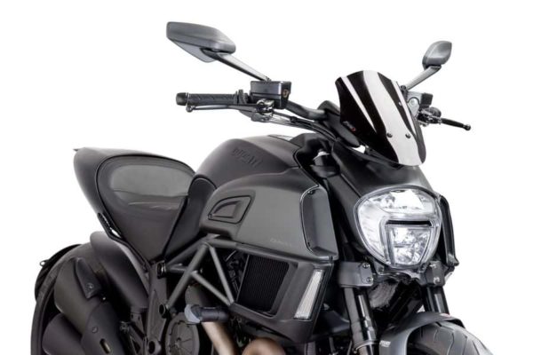 PUIG Windscreen for Ducati Diavel (2015-18) - Black - Riders Junction