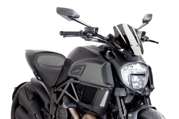 PUIG Windscreen for Ducati Diavel (2015-18) - Dark Smoke - Riders Junction