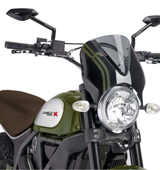 PUIG Windscreen for Ducati Scramble Retrovision (2015-21) - Light Smoke - Riders Junction