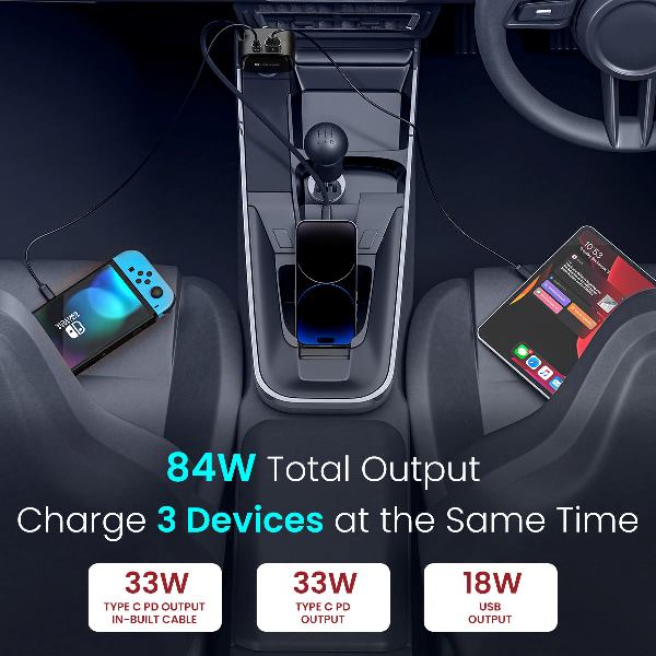 Portronics-Car Power Retracto 84w Car Charger (POR 1876)