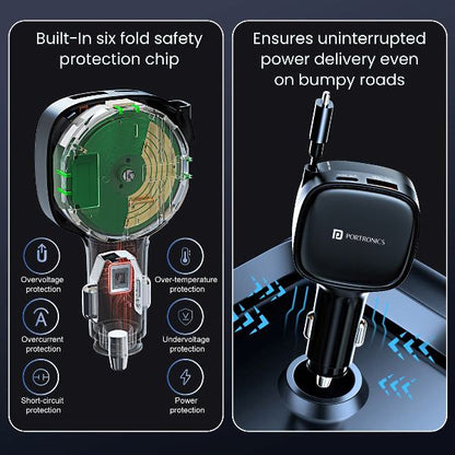 Portronics-Car Power Retracto 84w Car Charger (POR 1876)