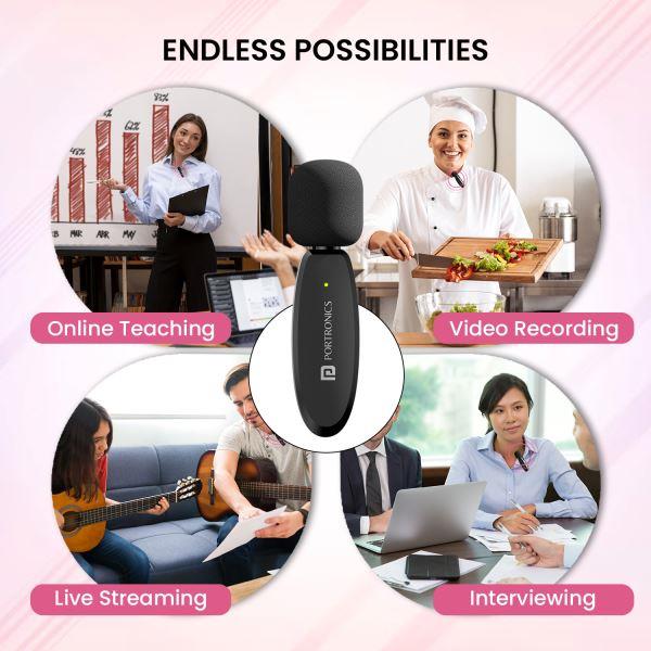 Portronics-Dash 5 Wireless Microphone-Black (POR 2044)