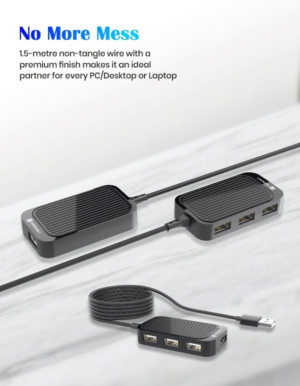 Portronics Mport 4d USB Hub-Black (POR 1634)
