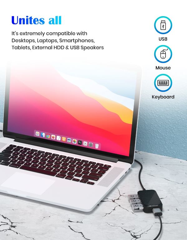 Portronics Mport 4d USB Hub-Black (POR 1634)