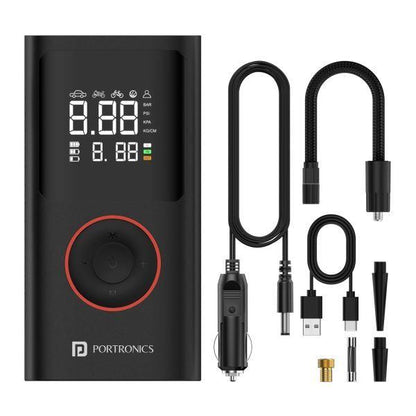Portronics-Vayu 150 PSI Tire Inflator For Cars & Bikes-Black (POR 1480)