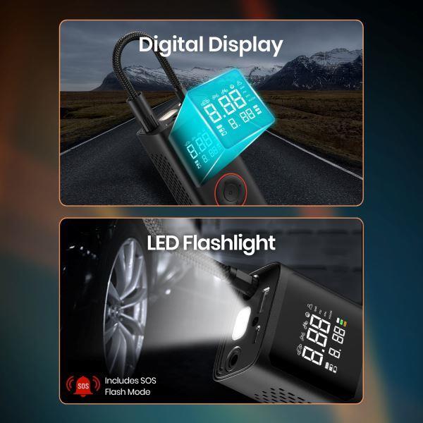 Portronics-Vayu 150 PSI Tire Inflator For Cars &amp; Bikes-Black (POR 1480)