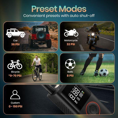 Portronics-Vayu 150 PSI Tire Inflator For Cars &amp; Bikes-Black (POR 1480)