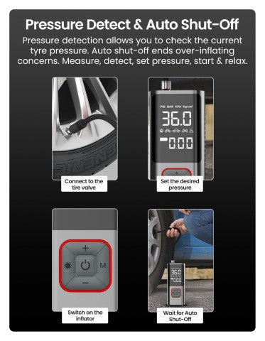 Portronics Vayu 2.0 Rechargable Tyre Inflator - Riders Junction