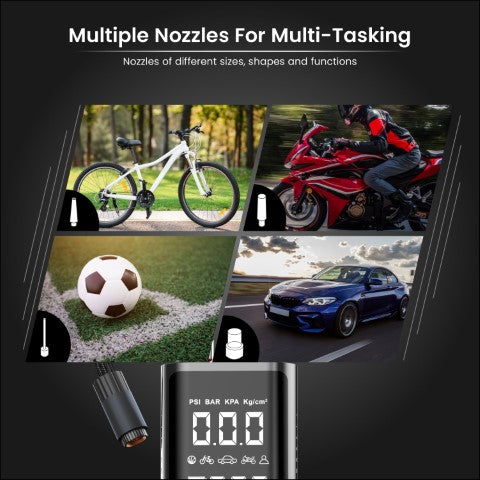 Portronics Vayu 2.0 Rechargable Tyre Inflator - Riders Junction