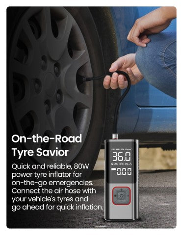 Portronics Vayu 2.0 Rechargable Tyre Inflator - Riders Junction