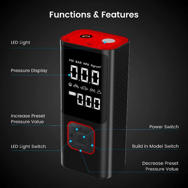 Portronics-Vayu 2.0 Tyre Inflator (POR 2319)