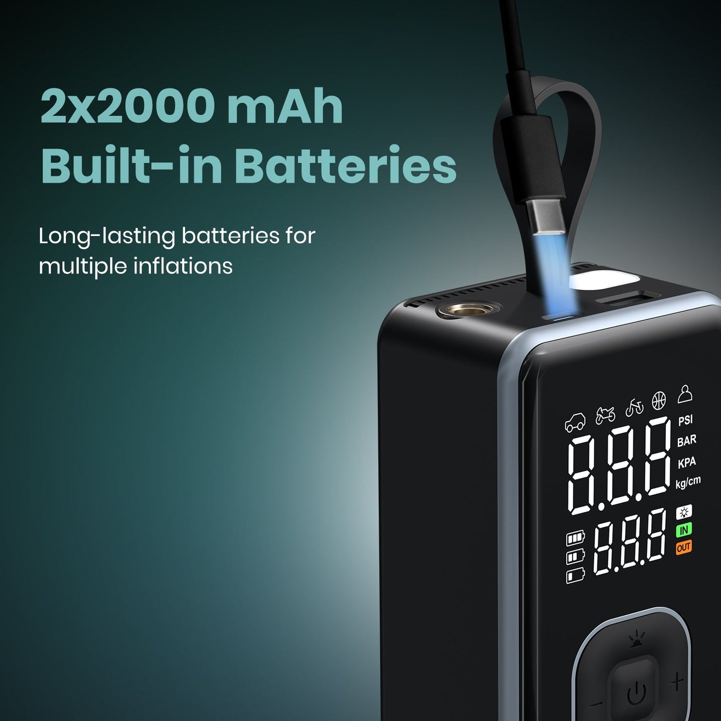 Portronics Vayu 8.0 Tyre Inflator