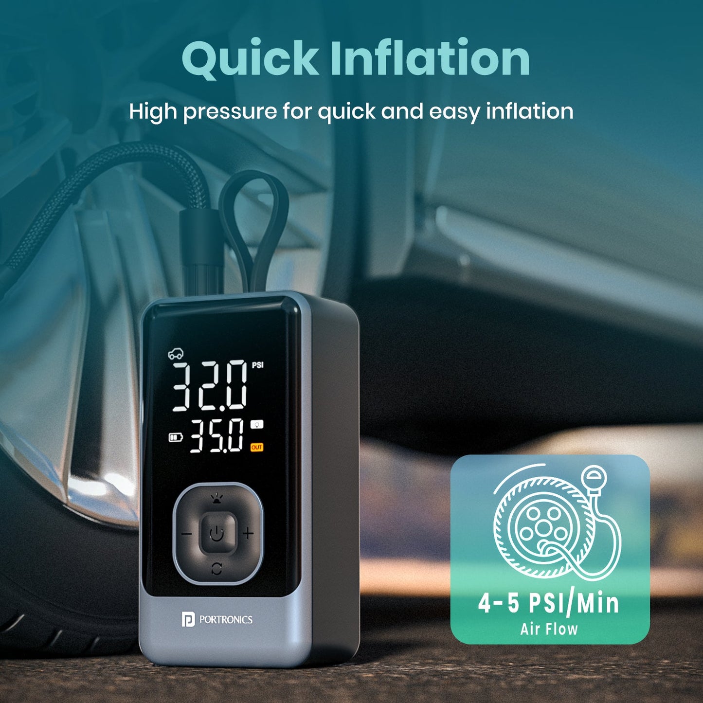Portronics Vayu 8.0 Tyre Inflator