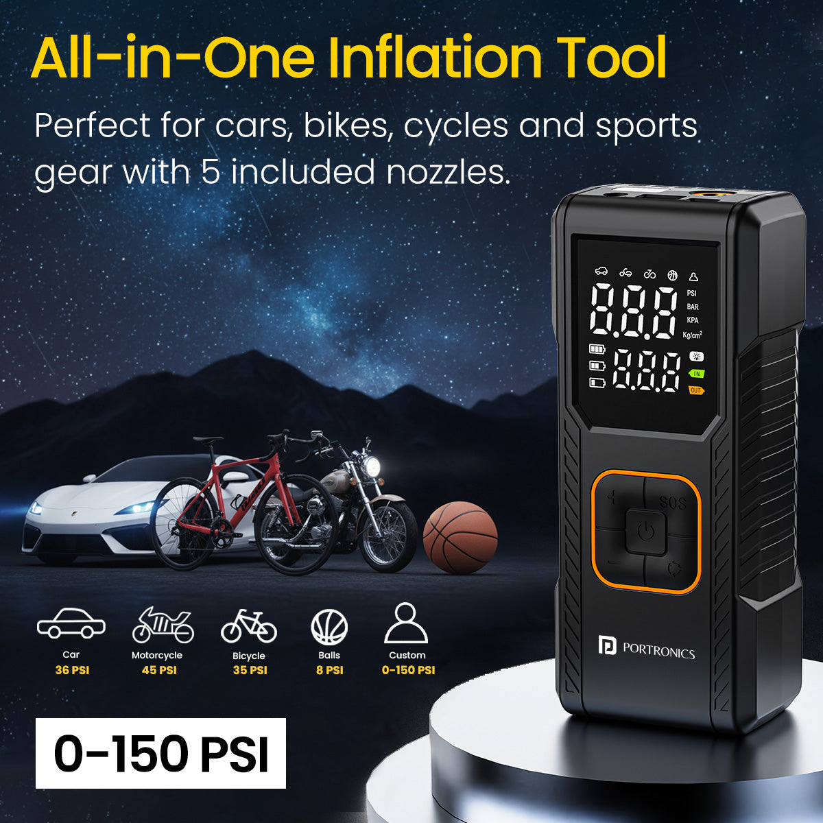 Portronics Vayu 9.0 Tyre Inflator