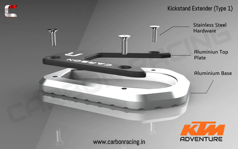 Premium Kickstand Extender for KTM 390 Adventure - Carbon Racing - Riders Junction