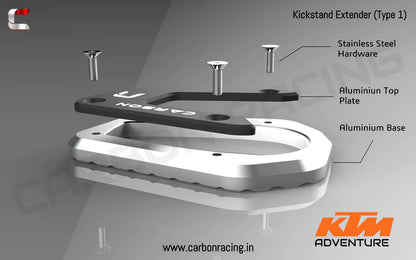 Premium Kickstand Extender for KTM 390 Adventure - Carbon Racing - Riders Junction