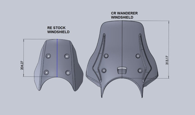 WANDERER Premium Touring Windshield for Himalayan 450 - Clear - Carbon Racing - Riders Junction