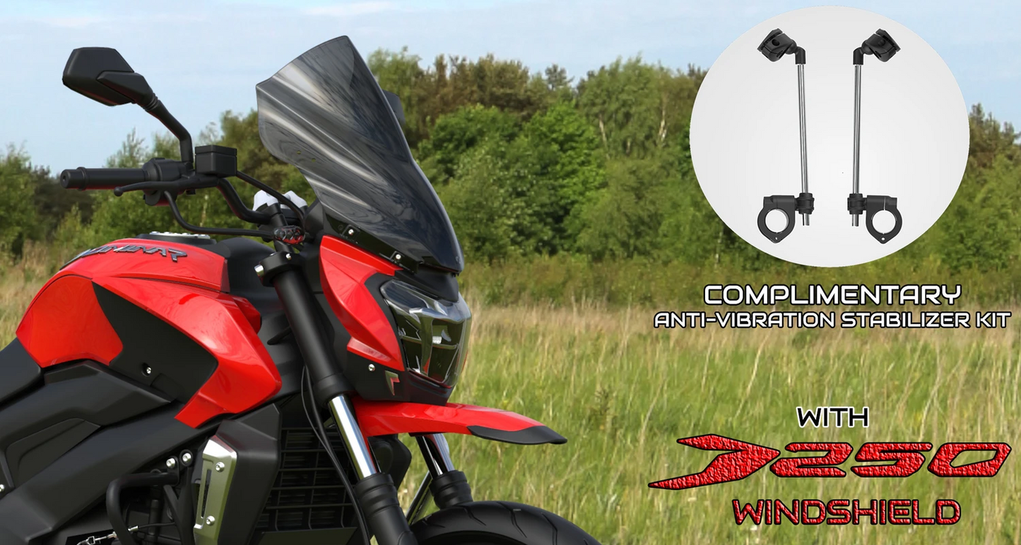 Premium Windshield for Dominar 400 / Dominar 250 with Stabilizer Kit - Carbon Racing