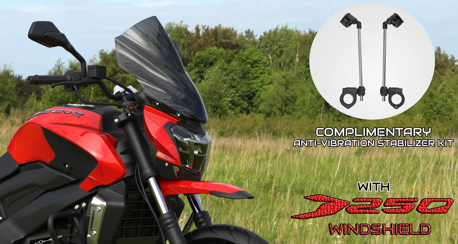 Premium Windshield for Dominar 400 / Dominar 250 with Stabilizer Kit - Carbon Racing