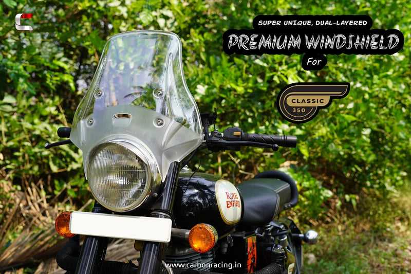 "WANDERER" - Premium Windshield for Royal Enfield Classic/Standard/Bullet - Clear
