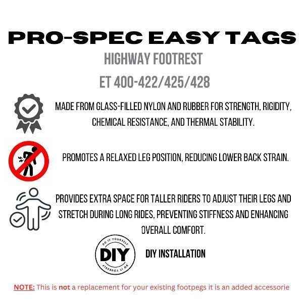 Pro-Spec Easy Tags Highway Footrest (Pair) – ET400 Series