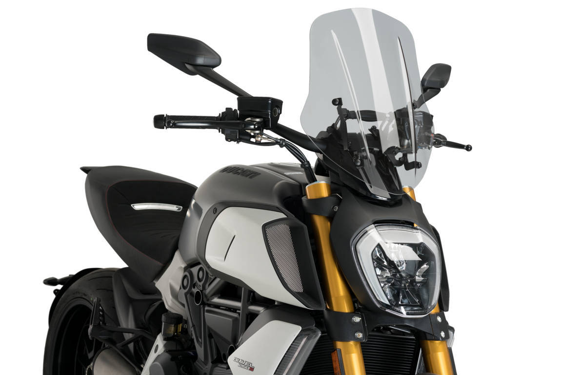 Puig - Windscreen for Ducati Diavel 1260 Touring (2019-21) - Light Smoke - Riders Junction