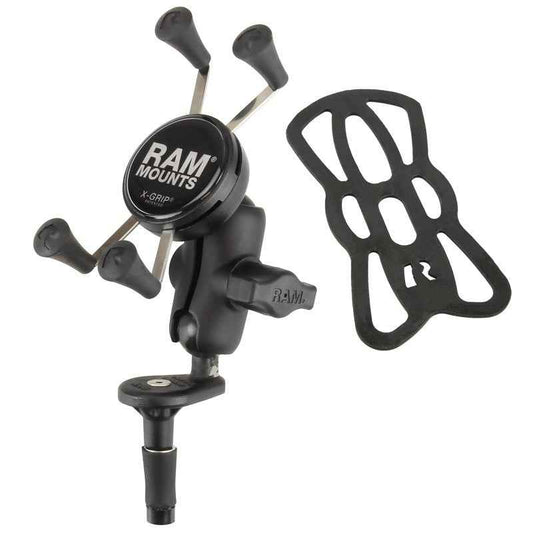 RAM Fork Stem Mount with Short Double Socket Arm &amp; Universal RAM® X-Grip® Phone Cradle RAM-B-176-A-UN7U