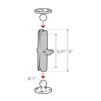 RAM Mounts Double Socket Arm B-Size Long-RAM-B-201U-C