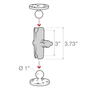 RAM® Mounts Composite Double Socket Arm - B Size Medium (RAP-B-201U)