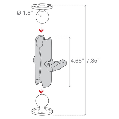 RAM® Mounts Double Ball Mount with Two Round Plates - C Size Medium (RAM-101U)