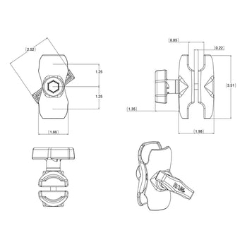 RAM® Mounts Double Socket Arm - C Size Shortn (RAM-201U-B)