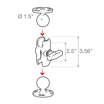 RAM® Mounts Double Socket Arm - C Size Shortn (RAM-201U-B)