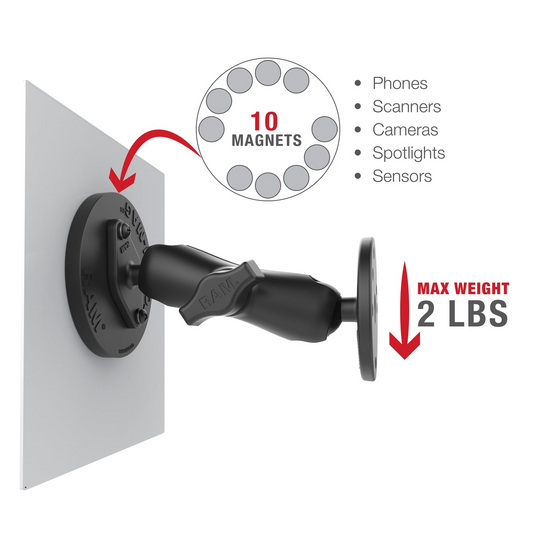 RAM® Mounts Tough-Mag™ 88MM Diameter Magnetic Ball Base - B Size (RAM-B-238-MAG88U)