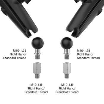 RAM® Mounts Tough-Mirror™ Kit with M10-1.25 Bases + M10-1.5 Adapters - Long Arm (RAM-B-349-M1015-C-465RL)