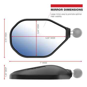 RAM® Mounts Tough-Mirror™ Kit with M10-1.25 Bases + M10-1.5 Adapters - Long Arm (RAM-B-349-M1015-C-465RL)