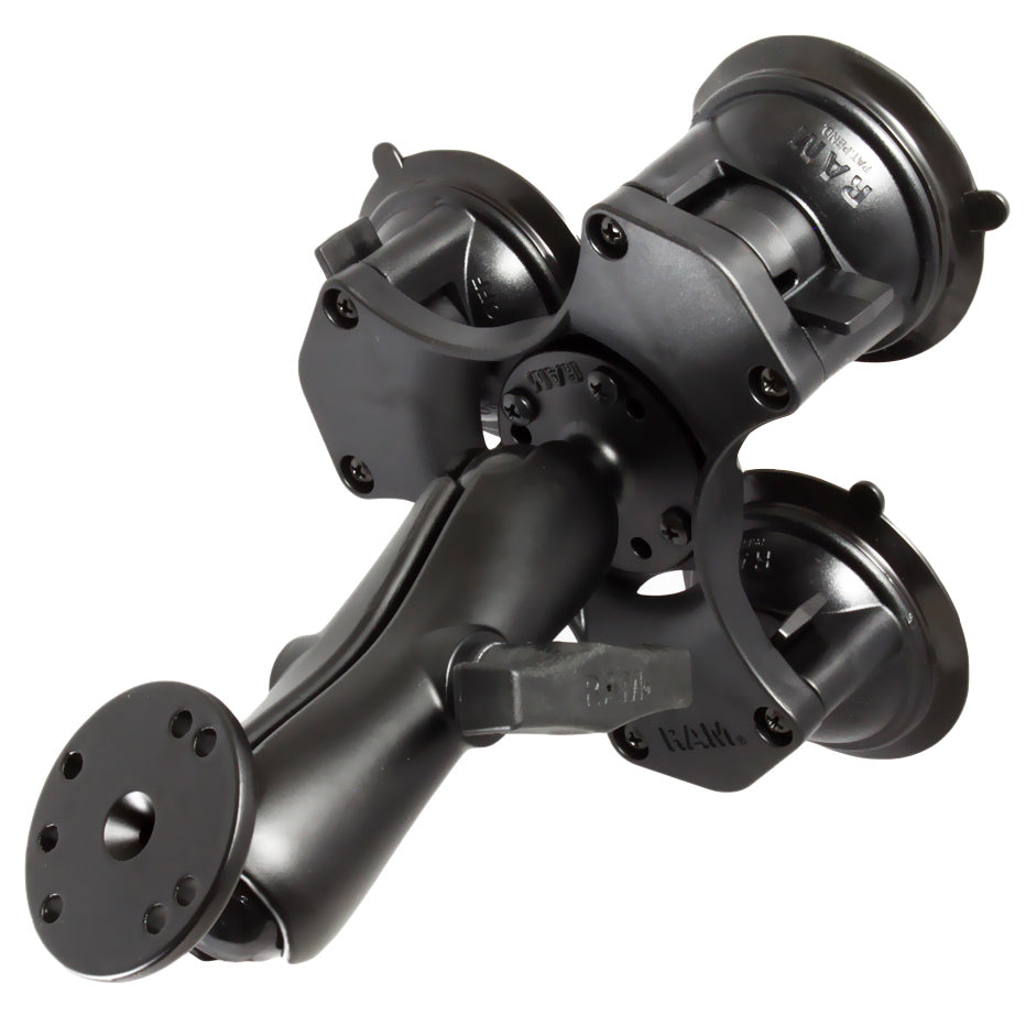 RAM® Mounts Twist-Lock Triple Suction Cup Mount with Round Plate (RAP-365-101U)