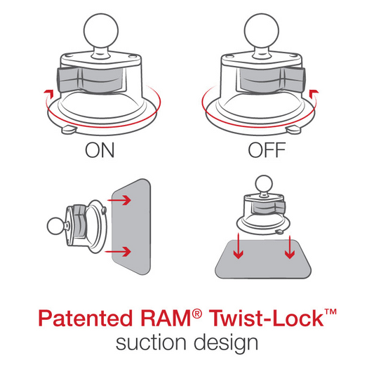 RAM® Mounts Twist-Lock™ Suction Cup Double Ball Mount with Round Plate - Medium (RAM-B-166-202U)