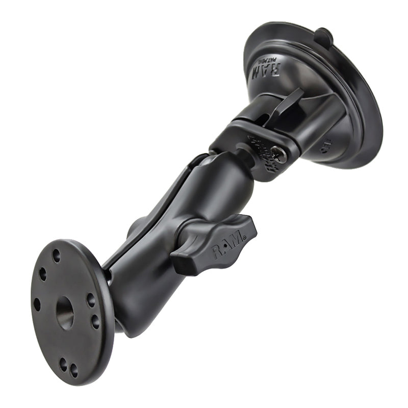 RAM® Mounts Twist-Lock™ Suction Cup Double Ball Mount with Round Plate - Medium (RAM-B-166-202U)