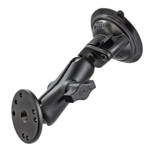 RAM® Mounts Twist-Lock™ Suction Cup Double Ball Mount with Round Plate - Medium (RAM-B-166-202U)