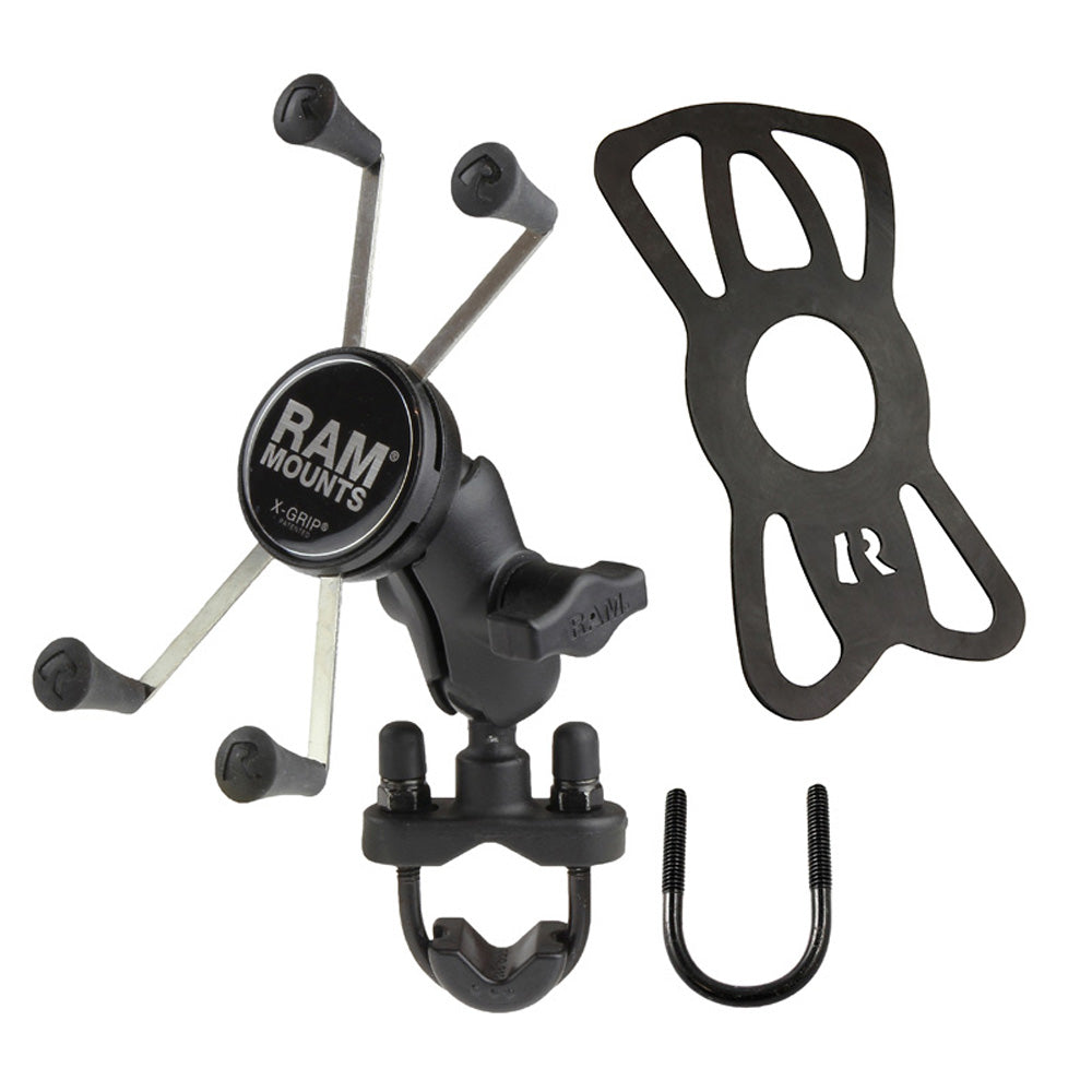 RAM® Mounts X-Grip® Large Phone Mount with Handlebar U-Bolt Base - Short (RAM-B-149Z-A-UN10U)