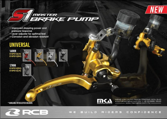 RCB S1 Master Brake Pump RH 14MM 01BP013 ( BLACK ) - Riders Junction