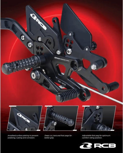 RCB S2 V2 Single Set Footrest – YAMAHA R15V3 MT15 01FR030 ( BLACK ) - Riders Junction