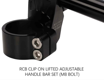 RCB Clip On Lifted Adjustable Handle Bar Set Black (M8-bolt) - 47MM 01HB018B