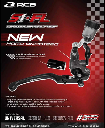 RCB S1-FL Forged Radial Front Master Brake Pump RH 17mm HD Anodised - 01BP052Z