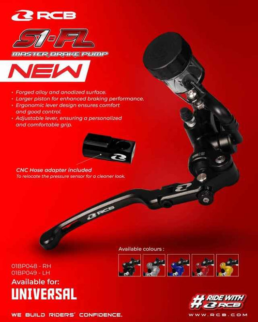 RCB S1-FL Master Brake Pump 14MM RH 01BP049S-Silver