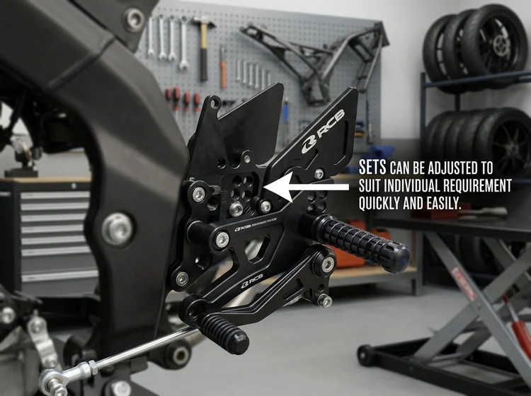 RCB S2-V2 Single Footrest Set for Yamaha R15 V3 / V4 / R15M - Silver - 01FR040S