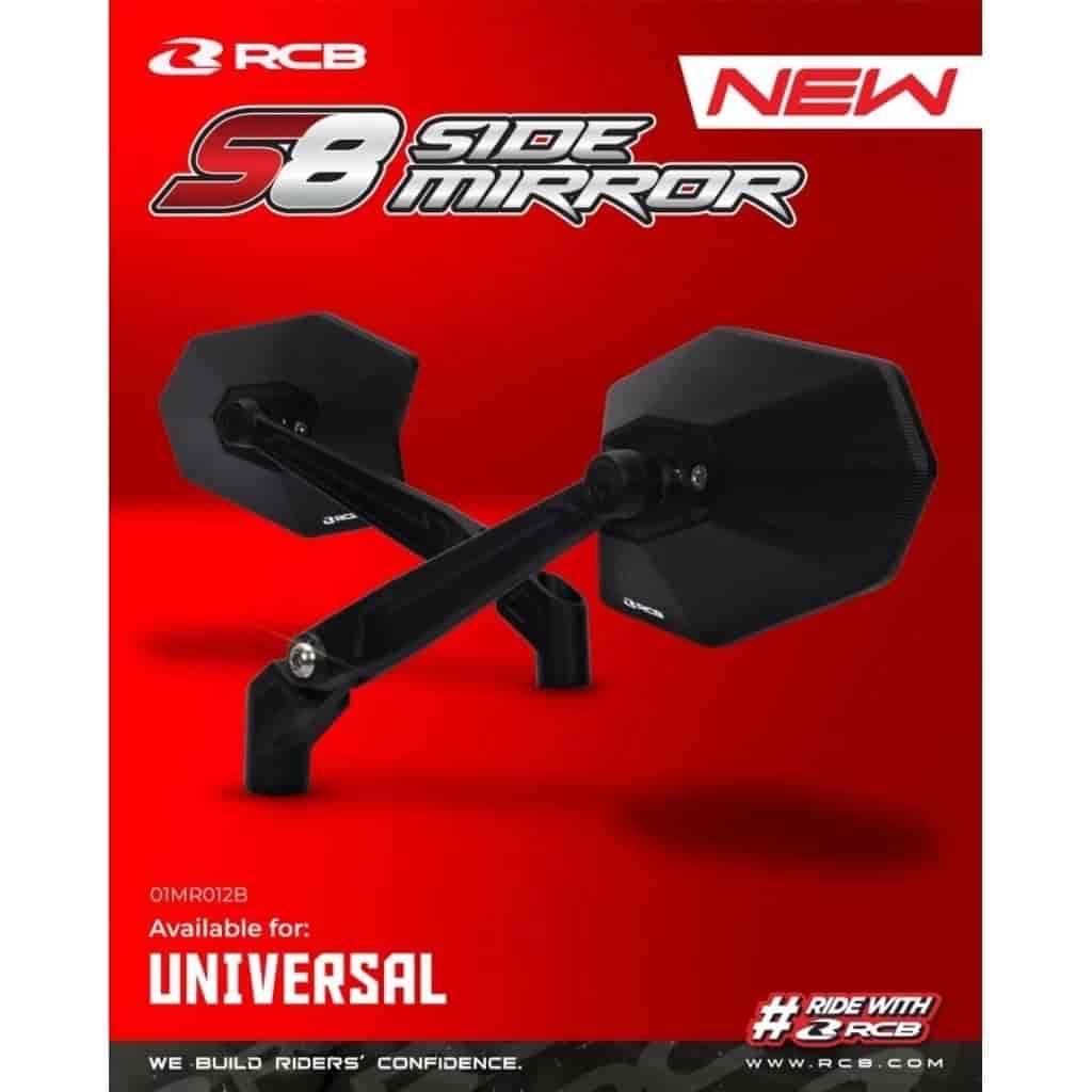 RCB S8 Premium Motorcycle Side Mirror Black – 01MR012B
