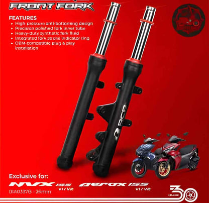 RCB FE Front Fork Yamaha Aerox 155 26mm Black (01A0337B)