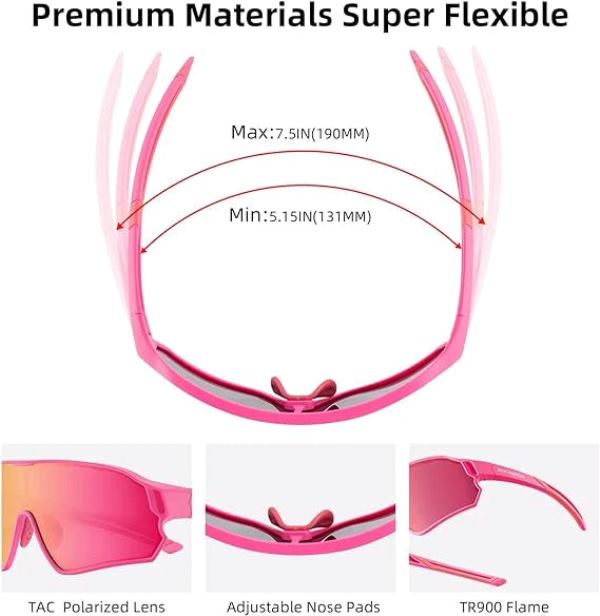 ROCKBROS Kids Polarized Sunglasses UV400 Protection for Youth Boys Girl (14110009004)-Pink