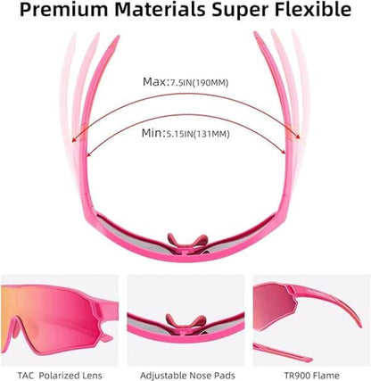 ROCKBROS Kids Polarized Sunglasses UV400 Protection for Youth Boys Girl (14110009004)-Pink